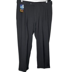 Haggar Repreve Stria Cuffed Dress Pants Gray Size 36 x 30 NWT Pleated No Iron